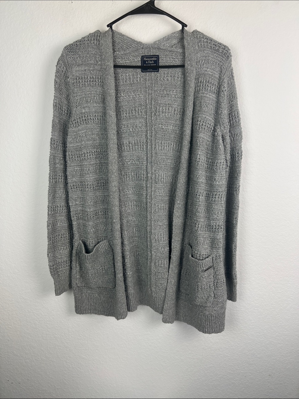 Abercrombie & Fitch Light Gray Open-Front Knit Cardigan Women’s Size Small